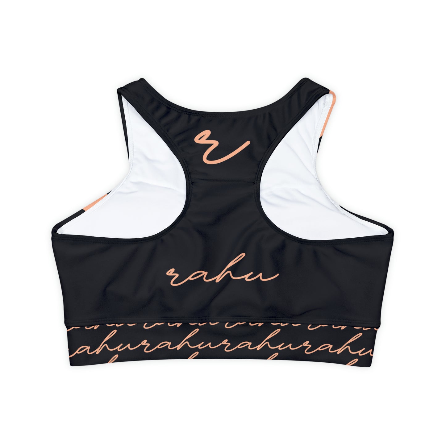 Rahu Fully Lined, Black Padded Sports Bra