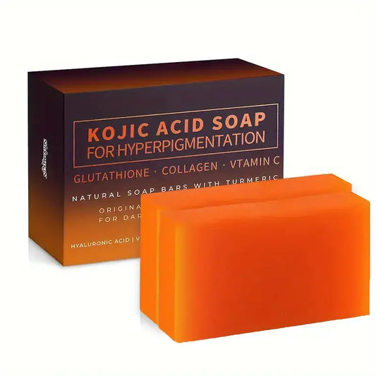 Kojic Acid Dark Spot Remover Soap Bars with Vitamin C, Retinol, Collagen, Turmeric - Original Japanese Complex Infused with Hyaluronic Acid, Vitamin E, Shea Butter, Castile Olive Oil (2 Pack)